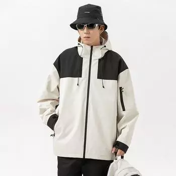 Ветрозащитная куртка с капюшоном и подобранными цветами для весны и осени. Водонепроницаемый костюм для альпинизма с высоким граммом. S