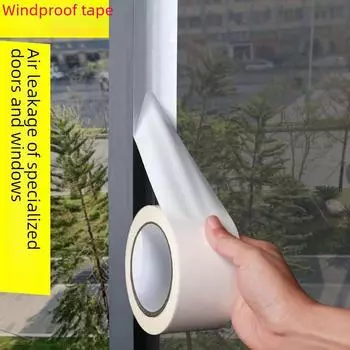 Ветрозащитная лента для герметизации окон - бесшовная пластиковая лента для герметизации щелей между стальными дверями и окнами 5M белый