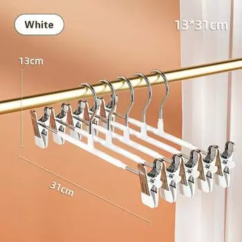 Ветрозащитная металлическая вешалка для одежды, домашних брюк, пальто, нескользящие сушильные вешалки с регулируемыми зажимами, органайзер для хранения в шкафах белый