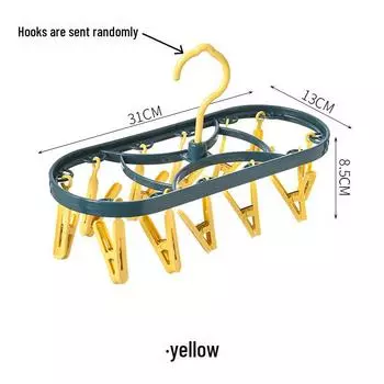 Ветрозащитная многофункциональная сушилка с 12 зажимами для нижнего белья, одежды и носков жёлтый