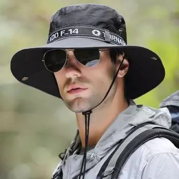 Ветрозащитная мужская уличная шляпа с широкими полями и плоским верхом, мужская походная шляпа с буквенным принтом, анти-УФ-ремень, мужская рыбацкая шляпа, головные уборы