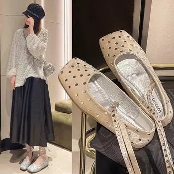 Ветрозащитная обувь с мелким носком на плоской подошве, женская летняя верхняя одежда, Ветрозащитная обувь Мэри Джейн, модная и удобная 35 серебряный