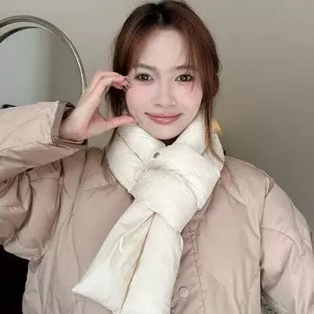 Ветрозащитная шаль с перьями, однотонный термошейный платок, ветрозащитный пуховый шарф для девочек серый