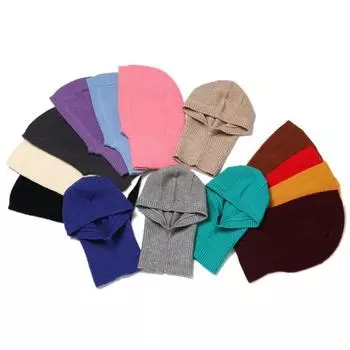 Ветрозащитная шапка-балаклава, однотонная шапка-бини с воротником, симпатичная вязаная шапка с капюшоном для мужчин/женщин вино красного