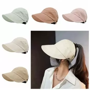 Ветрозащитная шляпа от солнца с открытым верхом, однотонная солнцезащитная кепка, повседневная шляпа с широкими полями для рыбалки чёрный