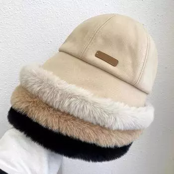 Ветрозащитная шляпа рыбака Зимняя шляпа рыбака Толстая плюшевая шляпа с короткими полями Ветрозащитная солнцезащитная стильная женская кепка хаки