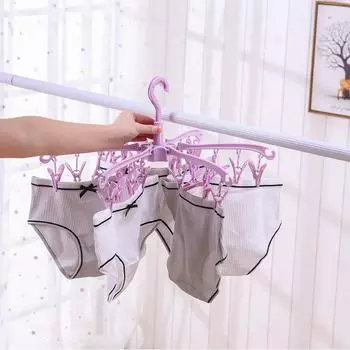 Ветрозащитная сушилка с 24 зажимами, вращающаяся складная вешалка, сушилка для носков, бытовая многофункциональная сушилка для нижнего белья 24 розовый