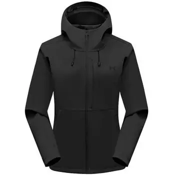Ветрозащитная Теплая Дышащая Куртка Софтшелл с Капюшоном Under Armour Женские Куртки Сумерки-Черный 14422257-0020 XS