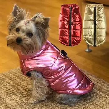 Ветрозащитная теплая куртка для собак маленьких и средних размеров, зимняя водонепроницаемая с молнией, одежда для щенков, шнауцеров, йоркширских мопсов, костюмы для домашних животных S красный