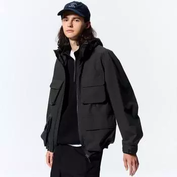 Ветрозащитная толстовка с капюшоном GU by Uniqlo с несколькими карманами NT+E