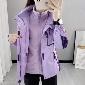 Ветрозащитная уличная куртка больших размеров со съемной флисовой подкладкой, комплекты из 2 предметов одежды L