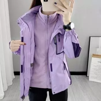 Ветрозащитная уличная куртка больших размеров со съемной флисовой подкладкой, комплекты из 2 предметов одежды L