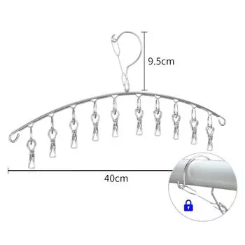 Ветрозащитная вешалка из нержавеющей стали с прочной опорой для балкона, вешалка для одежды с несколькими зажимами для дома 10clips