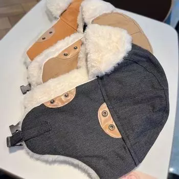 Ветрозащитная защитная шапка для ушей, однотонная женская плюшевая шапка, модная зимняя пилотская шапка для мужчин хаки