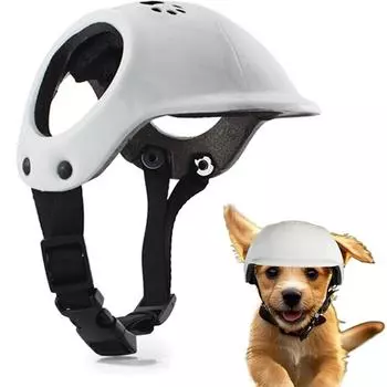 Ветрозащитная жесткая защитная шапка для домашних собак с отверстиями для ушей для домашних животных, мотоциклетный шлем, шапка для собак, шлемы для щенков белый