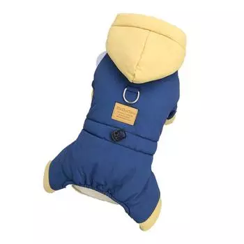 Ветрозащитное пальто для домашних животных, комбинезон, свитер для собак, одежда для щенков, куртка для кошек, комбинезоны, теплая зима XL синий