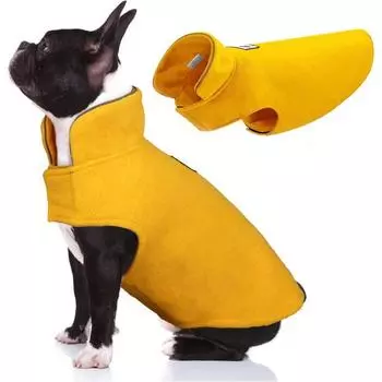 Ветрозащитное зимнее теплое флисовое пальто для маленьких собак, двусторонняя куртка для щенков, светоотражающий мягкий жилет для домашних животных, свитер для собак в холодную погоду, пальто с поводком XS синий