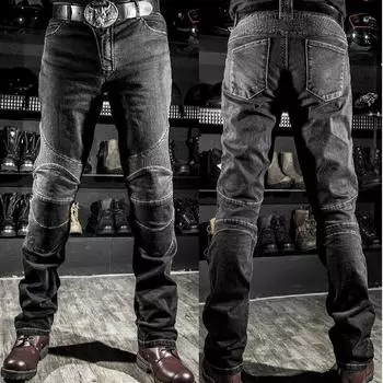 Ветрозащитные джинсы для мотогонок Повседневные брюки Мужские кроссовки для бездорожья Защитные брюки до колен S