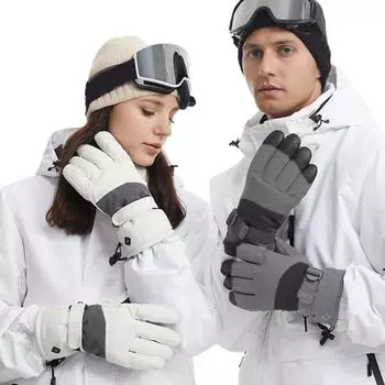 Ветрозащитные лыжные перчатки унисекс сенсорный экран теплые перчатки регулируемые уличные виды спорта термоперчатки для зимнего туризма вождения велоспорта M белый