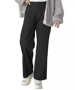 Ветрозащитные прямые брюки с флисовой подкладкой, широкие рабочие брюки M, черные [Kobe Lettuce] [с флисовой подкладкой] женские [M3987] чёрный