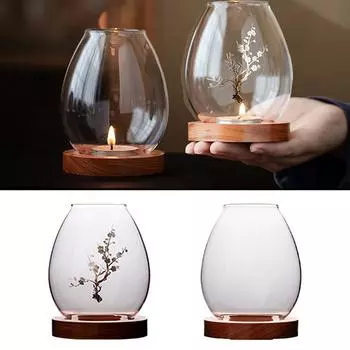 Ветрозащитный абажур для свечи, стеклянный подсвечник, ретро масляная лампа, декор в форме свечи, романтический ужин, домашний чехол для свечи 1