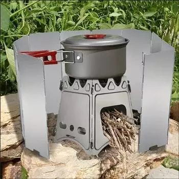 Ветрозащитный экран для печи из алюминиевого сплава на 8 пластин / 10 пластин, сверхлегкий складной ветрозащитный экран для печи, подходит для кемпинга на открытом воздухе, пикника