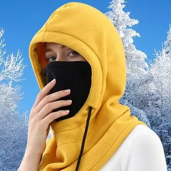 Ветрозащитный чехол для лица, шейный платок, шарф, головной убор, флисовый капюшон, утеплитель для шеи, лыжная маска, ветрозащитный зимний чехол для лица чёрный