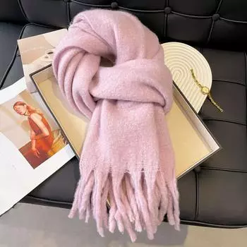 Ветрозащитный длинный шарф с кисточками из шерсти, корейский стиль, кашемировая шаль, модный зимний кашемировый шарф, женский