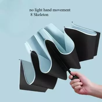 Ветрозащитный складной зонт со светодиодной подсветкой Перевернутый зонт Lively Life с тефлоновым покрытием и светоотражающей полосой 10 усиленных спиц синий