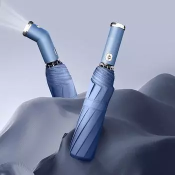 Ветрозащитный светодиодный зонт от солнца и дождя, легкий компактный складной обратный автоматический прочный зонт