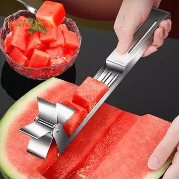 Ветряная мельница для арбуза, нержавеющая сталь, быстрая резка, эргономичный трудосберегающий инструмент для разделения фруктов, кухонный гаджет серебряный