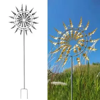 Ветряная мельница Metal Yard Windmill, ветряная садовая вращающаяся мельница, устойчивая к погодным условиям, со светоотражающим покрытием серебряный