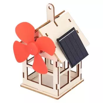 Ветряная мельница на солнечной энергии Деревянный дом DIY для детей Детский научный образовательный эксперимент Игрушка