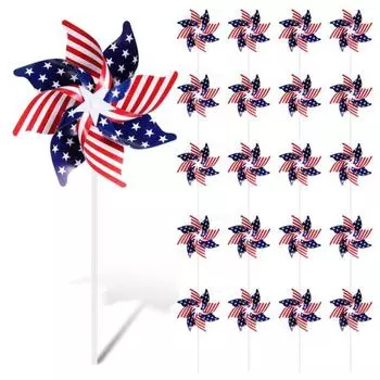 Ветряная мельница с американским флагом, День независимости, красный, белый, синий, ветряная мельница, водонепроницаемые вертушки, патриотический декор, праздничные принадлежности 10pcs синий/серебряный