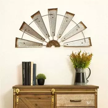 Ветряная мельница в деревенском стиле, украшение стены ветряной мельницы, уникальное металлическое искусство для дома, спальни, гостиной, деревенский шарм S A