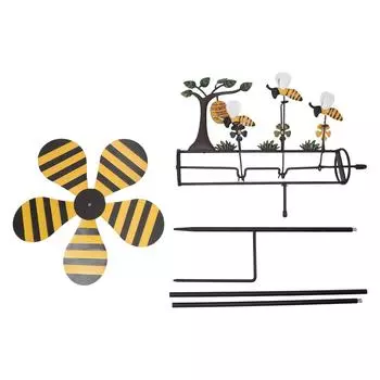 Ветряная мельница в виде 3 маленьких пчелок, металлическая, устойчивая к погодным условиям, прекрасная ветряная мельница, декор для патио, сада, двора, цветника