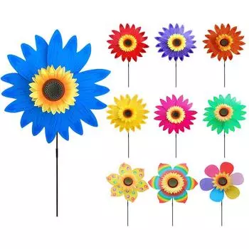 Ветряная вертушка с подсолнечником, красочная ветряная мельница с подсолнечником, ветряные колья для подсолнуха, уличная вечеринка, декор для сада и двора CHINA