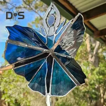 Ветряная вертушка Танцующая леди окрашенный акриловый ловец солнца кинетическое искусство ветряная вертушка подвесное украшение для окна сад двор зелёный