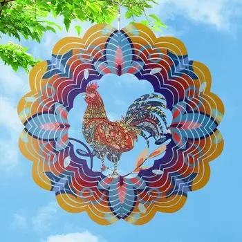 Ветряные вертушки с петухом, куриные подарки для женщин, мамы, бабушки, жены, 12-дюймовый подвесной вертушка из нержавеющей стали 3D из нержавеющей стали, металлическая кинетическая скульптура ветра 1Pc