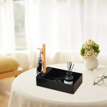 Ветвь-крючок, лоток для хранения ключей, входная коробка для ключей, подставка для ювелирных изделий, подставка для мелочей чёрный