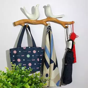 Ветви деревьев, птицы, вешалка для одежды, шляпа, настенный крючок, крючок для ключей, украшение дома A светло-зеленый