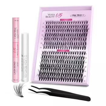 Veyesbeauty Fluffy UltraVolume Cluster Lashe DIY отдельные пучки Flyffy 3D Layered Dimension 280 пучков 8-16 мм Lash Tray чёрный