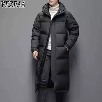 VEZFAA Женская мода Повседневная Осень Зима Однотонные принты Длинные рукава Куртки и пальто Пуховики S чёрный