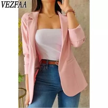 VEZFAA Женская мода Повседневная весна-осень Однотонный принт Длинный рукав Поло воротник блузки и рубашки S красный