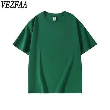 VEZFAA Женская мода Повседневный однотонный принт Лето Весна Короткие рукава О-образный вырез Блузки и рубашки S розовый