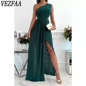 VEZFAA женские модные летние весенние однотонные повседневные платья без рукавов с принтом S красный