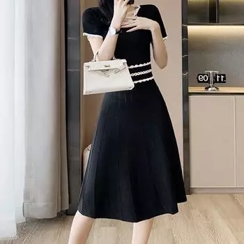 VEZFAA женские модные летние весенние повседневные платья с короткими рукавами и v-образным вырезом и высокой талией