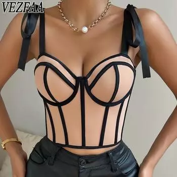 VEZFAA женские модные повседневные летние весенние подтяжки без рукавов сексуальные боди