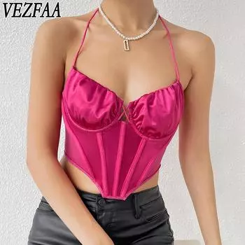 VEZFAA женские модные повседневные однотонные принты лето весна подтяжки без рукавов сексуальные боди XS белый