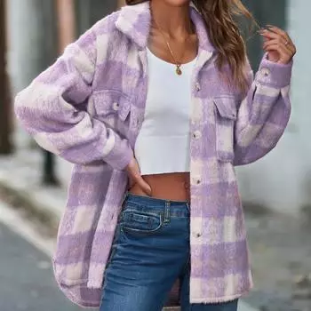 VEZFAA женские модные повседневные осенне-зимние клетчатые рубашки-поло с длинными рукавами и воротником, блузки и рубашки, пальто